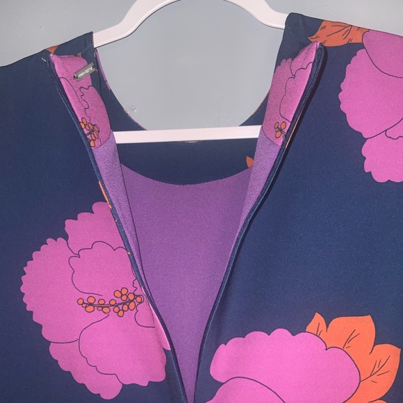 Dodo Bar Or Navy Lilac Orange Tunic Floral Design 1/2 Sleeve Contemporary M - Picture 6 of 8